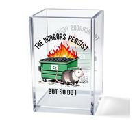 Vgrti The Horrors Persist But So Do I - Pot à crayons en acrylique pour crayons de maquillage amusant - Cadeau sarcastique pour femme et homme - Cadeau sarcastique pour homme et femme