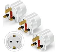 VGUARD Adaptateur Prise Anglaise, [Lot de 3] Voyage France/Europe ver UK, Universel Secteur Angleterre UK, Convertisseur Adapteur Europe 2 Broches ver UK- Blanc