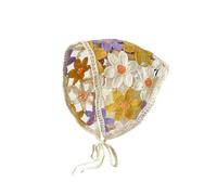 VGUEMVGW Bandanas à cheveux floraux, style mignon, pour femmes et filles, écharpe, bandana, bandana, tête en dentelle, Fleur creuse violet jaune, Large