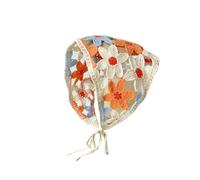 VGUEMVGW Bandanas à cheveux floraux, style mignon, pour femmes et filles, écharpe, bandana, bandana, tête en dentelle, Fleur creuse orange bleu, Large