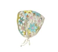 VGUEMVGW Bandanas à cheveux floraux, style mignon, pour femmes et filles, écharpe, bandana, bandana, tête en dentelle, Fleur creuse bleue jaune, Large