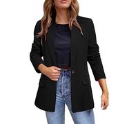 Vguukv Blazer à manches longues pour femme - Veste à revers à un bouton - Avec poches - Décontracté - Ample - Solide - Pour le bureau, le travail et les affaires - Taille UK, Noir , 3XL