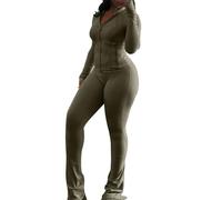 Vguukv Tenues décontractées pour femme - Couleur unie - Tenue quotidienne - Coupe ajustée - Ensemble tendance et confortable - Ensemble décontracté avec poche - Jambe large - Taille haute - Pull à