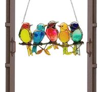 Vgvgaj Bird Sun Catcher Verre en Vitrail Colibri Suncatchers,Ornement De Colibris Ornets Colorés sur Les Ornements De Capteurs De Soleil De Branche,2D Fenêtre D'oiseau Peinte en Acrylique Plat
