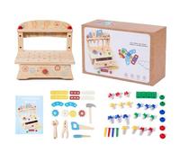 Vgvgaj Jeu d'Outils Bébé - Établi de Construction en Bois Jouets | Jeu Éducatif Interactif pour Garçons Filles Cadeau Anniversaire Voyage Salle De Intérieur Extérieur