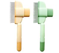 Vgvgaj Lot de 2 peignes auto-nettoyants anti-puces et brosse de toilettage pour animaux de compagnie Peigne à puces pour chat Brosse pour chat et chien avec bouton de déverrouillage Peigne à épiler