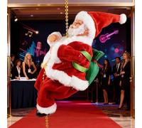 Vgvgaj Père Noël Grimpeur avec Musique 26cm Décor Saisonnier Alimenté par Piles Décoration De Noël pour Hôtel Bureau Manteau De Cheminée Rebord De Fenêtre Réunion Familiale
