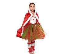 Vgvgaj Tutu de danse du Père Noël pour filles - Robe tutu sans manches en tulle avec cape et jambières - Costume de bal pour filles de 2 à 12 ans