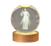 Vgvgaj Veilleuse En Boule De cris-tal Lampe Boule De cris-tal Lumineuse Veilleuse Boule De C-ristal Gravée Figures Du Catholicisme Chrétien Boule De cris-tal La Sainte Pour Hommes Et Femmes