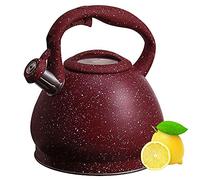 VGVSBG Bouilloire sifflante Bouilloire sifflante 3L Bouilloire en Acier Inoxydable avec poignée en Grain de Bois Sifflet Automatique Idéal pour la