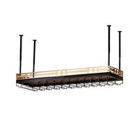 VGVSBG Casier à Verres à vin de Plafond, casier à vin Suspendu avec Support en Verre et étagère, Support de Bouteille de vin Suspendu Industriel à 2 Couches,