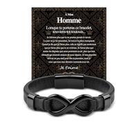 VGWON Bracelet Nœud Infini Homme Cadeau Saint Valentin À Mon Homme Je T'aime Cadeau d'Anniversaire pour Petit Ami Mari Couple Infinito 323