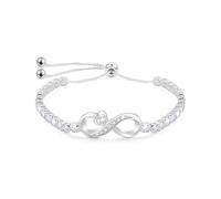 VGWON Bracelet Plaqué Argent Love Infinity - Bracelet Femme 30 Zircons Réglable Pour Femme Fille Nièce Sœur Amie Cadeau de Mariage Anniversaire Remise de Diplôme Noël Rentrée Scolaire