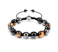 VGWON Bracelet Triple Protection pour Homme Femme 8/10mm HéMatite Noire et Bleue Oeil de Tigre Bracelet de Perles en Pierre Naturelle pour Homme Femme Bonne Chance et ProspéRité