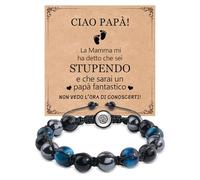 VGWON Cadeau FêTe Des Pères, Cadeaux Pour Papa, Idées Cadeaux Fête Des Père, Bracelet Homme Pierre Naturelle 10mm, Cadeaux Futur Papa, Cadeau Anniversaire Pour Papa IT