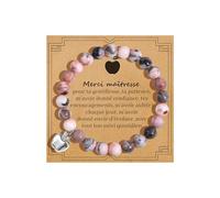 VGWON Cadeau Maitresse d'École, Merci Maitresse | Cadeau Professeur, Bracelet Maîtresse Pendentif Pomme Pierre Naturelle, Cadeaux Personnalisé Maîtresse