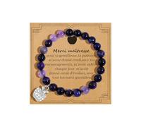 VGWON Cadeau Maitresse d'École, Merci Maitresse | Cadeau Professeur, Bracelet Maîtresse Pendentif Pomme Pierre Naturelle, Cadeaux Personnalisé Maîtresse