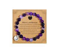 VGWON Cadeau Maitresse d'École, Merci Maitresse | Cadeau Professeur, Bracelet Maîtresse Pendentif Pomme Pierre Naturelle, Cadeaux Personnalisé Maîtresse