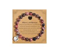 VGWON Cadeau Maitresse d'École, Merci Maitresse | Cadeau Professeur, Bracelet Maîtresse Pendentif Pomme Pierre Naturelle, Cadeaux Personnalisé Maîtresse