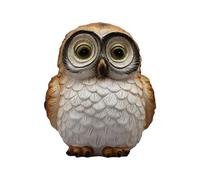 VGy494 Statue de chouette solaire en résine avec lumière LED chaude et énergie solaire pour terrasse, cour, pour les amoureux des hiboux (marron, 14 x 14,5 cm)