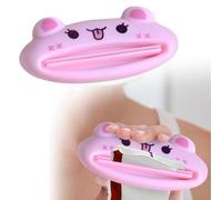 VGy634 Lot de 4 distributeurs de tubes de dentifrice avec pinces, pinces, porte-dentifrice, grenouille, panda, cochon (C, 9 cm)