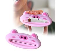 VGy634 Lot de 4 distributeurs de tubes de dentifrice en forme d'ours, grenouille, panda, cochon de dessin animé, clips de dentifrice, support à rouler VGy634 (D, 9 cm)