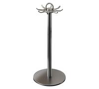 VGy700 Étagère à ustensiles de cuisine rotative à 360° en acier inoxydable avec 6 crochets pour spatule, cuillère, etc. (gris, 44 x 14 cm)