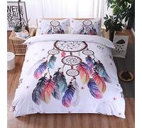 Vgzsyomqib Attrape Reve 3D Imprimée 1 x Housse de Couette 230x260 cm + 2 Taies d'oreiller 50x90 cm pour 2 Personnes Linge Literie Plume Parure Lit Fond Blanche Microfibre Fermeture Éclair Multicolore