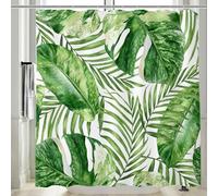 Vgzsyomqib Feuille Vert Rideau Douche Anti Moisissure Imprimé Jungle Rideau de Salle Bain 240x200 Grand Tissu de Polyester Imperméable Motif Tropical Rideaux Baignoire Lavable Machine