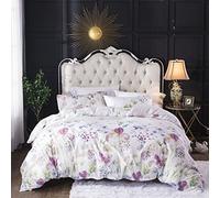 Vgzsyomqib Fleurie Imprimée 1 x Housse de Couette 200x200 cm + 2 Taies d'oreiller 50x70 cm pour 2 Personnes Enfant Fleurs Réversible Linge de Lit Literie Sets Parure de Lit Fermeture Éclair Rose Vert