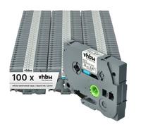 vhbw 100x Rubans compatible avec Brother PT D600, D450, D450VP, D400, D400VP, D210VP, D215e imprimante d'étiquettes 8m x 12mm Noir sur Blanc