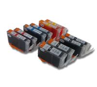 vhbw 10x cartouches compatible pour Canon Pixma IP3300, IP3500 imprimante - Set cyan, magenta, photo noir, noir, jaune avec puce