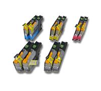 vhbw 10x cartouches d'imprimante avec chip compatible avec Brother MFC-J475DW, MFC-J650DW, MFC-J6520DW - kit 2x cyan 2x magenta 4x noir 2x jaunir