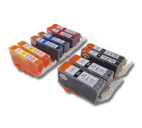 vhbw 10x cartouches remplacement pour Canon CLI-521Y, CLI-521M, PGI-520BK, CLI-521C, CLI-521BK pour imprimante avec puce
