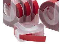 vhbw 10x Cassettes de ruban de marquage 3D (blanc sur rouge, 9mm) pour imprimante d'étiqu. compatible avec Dymo Office-Mate II, Organiser Xpress Pro
