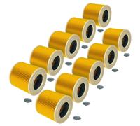 vhbw 10x filtre plissé compatible avec Kärcher WD 3.5 P Premium, WD 3.320 M, WD 3.500 P, WD 3.370 M, WD 3.600 aspirateur - jaune
