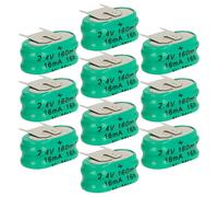 vhbw 10x NiMH pile bouton de remplacement pour type 2/V150H 3 épingles 150mAh 2,4V convient pour les batteries de modélisme etc.