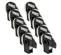 vhbw 10x Rouleau d'étiquettes + support 17mm x 54mm (400 étiquettes) compatible avec Brother PT QL-710W, QL-720, QL-700, QL-710 étiqueteuse