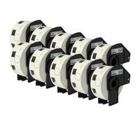 vhbw 10x Rouleau d'étiquettes + support 24mm (1000 étiquettes) remplacement pour Brother DK-11218 pour étiqueteuse - premium blanc