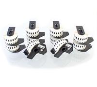 vhbw 10x Rouleau d'étiquettes + support 29mm x 15,24m (1 étiquette) compatible avec Brother PT QL-1050, QL1060N, QL1050N étiqueteuse blanc