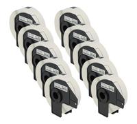 vhbw 10x Rouleau d'étiquettes + support 29mm x 90mm (400 étiquettes) compatible avec Brother PT QL-710WSP, QL-720 étiqueteuse blanc