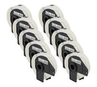 vhbw 10x Rouleau d'étiquettes + support 29mm x 90mm (400 étiquettes) compatible avec Brother PT QL-820NWB étiqueteuse blanc