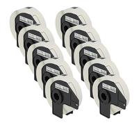 vhbw 10x Rouleau d'étiquettes + support 29mm x 90mm (400 étiquettes) compatible avec Brother PT QL-820NWB étiqueteuse blanc