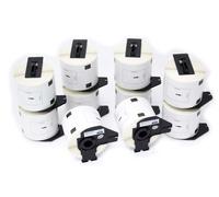 vhbw 10x Rouleau d'étiquettes + support 62mm x 100mm (300 étiquettes) compatible avec Brother PT QL1060N, QL-1060 étiqueteuse blanc