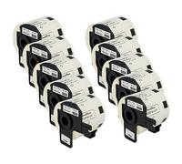 vhbw 10x Rouleau d'étiquettes + support 62mm x 29mm (800 étiquettes) compatible avec Brother PT QL-1050, QL1050N, QL-1060 étiqueteuse