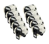 vhbw 10x Rouleau d'étiquettes + support 62mm x 29mm (800 étiquettes) compatible avec Brother PT QL-710W, QL-720, QL-700, QL-710 étiqueteuse