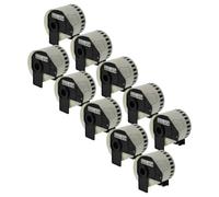 vhbw 10x Rouleau étiquettes + support remplacement pour Brother DK-22205 | pour étiqueteuse - 62mm x 30,48m premium blanc
