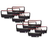 vhbw 10x Ruban encreur compatible avec Epson TM-U220B, TM-U210B, TM-U220A, TM-U210D imprimante matricielle ou de reçus - noir-rouge