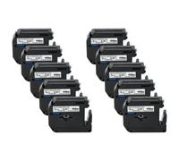 vhbw 10x Rubans compatible avec Brother P-Touch 70HK, 70BM, 70SP, 70BMH, 70HOL, 70BBVP, 70HOT imprimante d'étiquettes 9mm Noir sur Blanc
