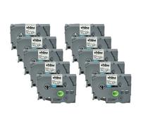 vhbw 10x Rubans compatible avec Brother PT P300BT, H300, H110BK, H300LI, H75, H75S, H200 imprimante d'étiquettes 8m x 12mm Noir sur Blanc